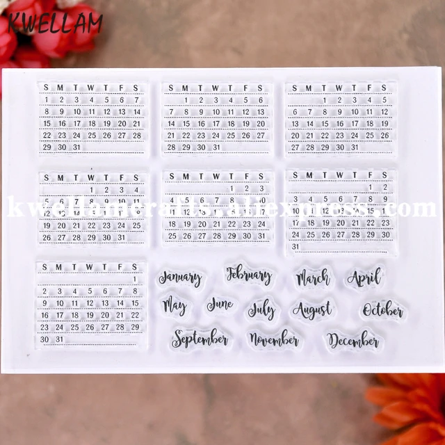 Calendar Month January April October December Scrapbook DIY photo cards  rubber stamp clear stamp transparent stamp 20011108