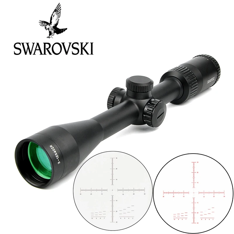 SWAROVSKl 3-12X40 ИК прицел с красной подсветкой Стекло гравированное сетка оптический прицел башенки сброс полный размер охотничьи прицелы