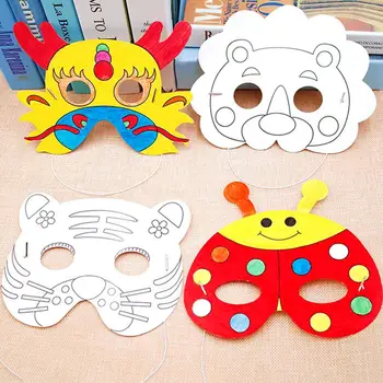 

Cartoon Animal Paper Painting Mask Graffiti DIY Art Crafts Kindergarten Kids Toy