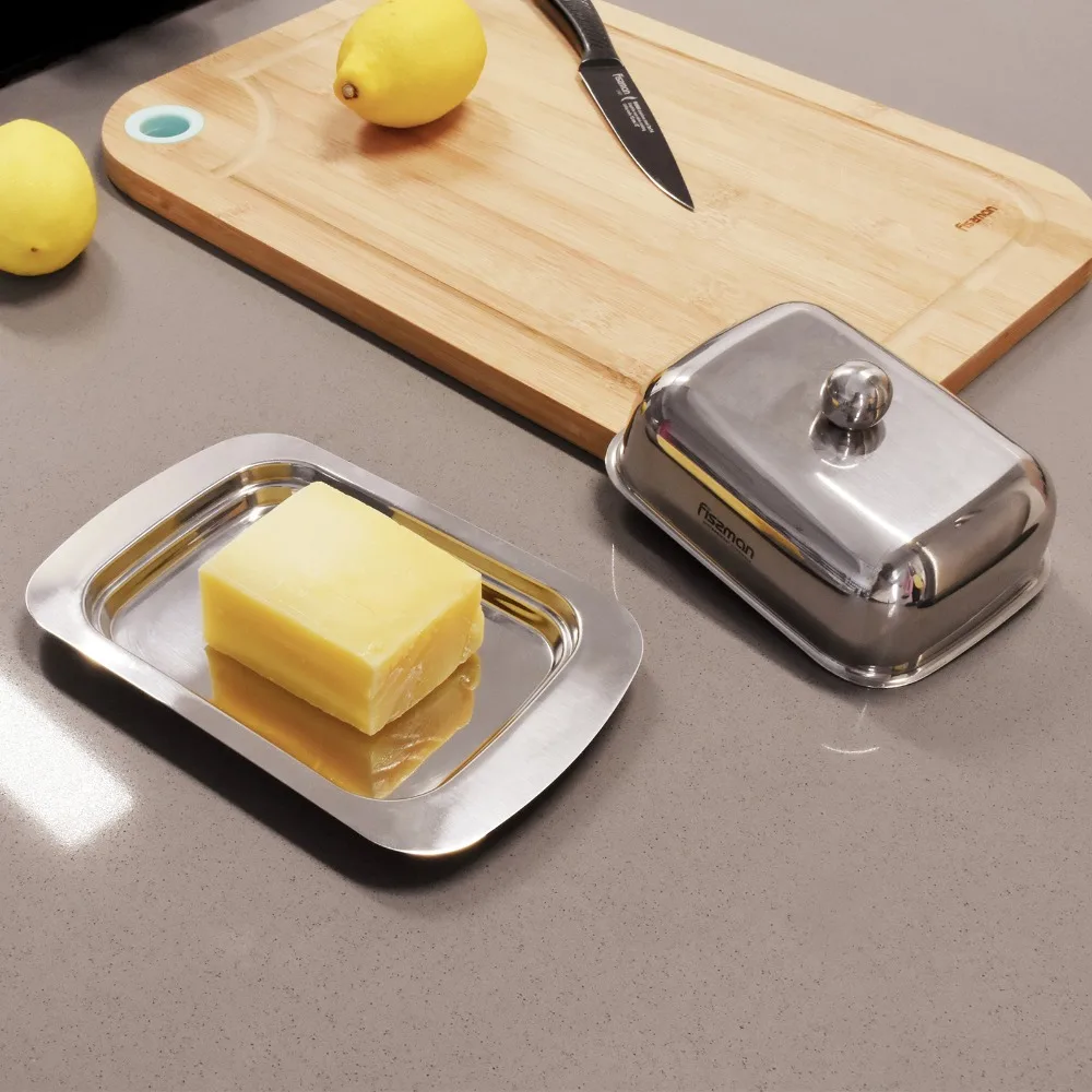 Stainless Steel Butter Dish Bread Dessert Cake Serving Tray Food Container 