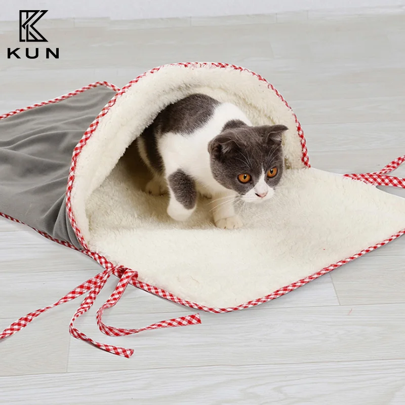 Спальный мешок для кошек, громкий бумажный туннель для кошек, теплое зимнее одеяло для домашних животных, домик для кошек, холодостойкое одеяло, гнездо для кошек, товары для домашних животных