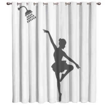 

A Ballet Dancer In The Shower Window Curtains Dark Curtain Lights Living Room Curtains Bathroom Kitchen Bedroom Fabric Floral