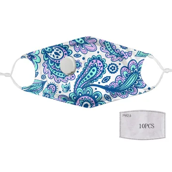 

1PCS Prints Mask+10pcs PM2.5 Disposable Filter 5-layers Breathable Reusable Mouth Masks Anti Dust Face Mask Healthy Care