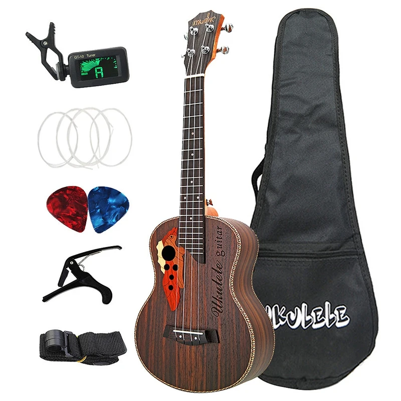 26 Inch Tenor Ukulele Grape Sound Hole Hawaiian Guitar 4 Strings Rosewood Ukelele Set with Bag | Спорт и развлечения
