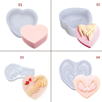

Super Large Cake Heat Base Mold Love Mousse Cake Mold Tray Hand in Hand Love Silicone Baking Pan Food Grade Fondant Mold