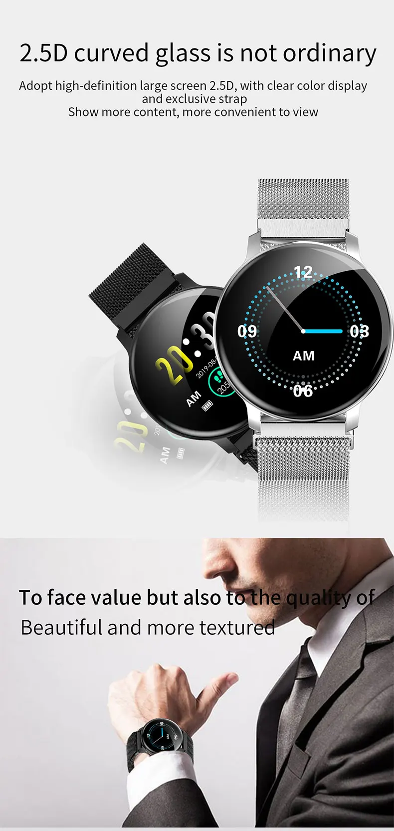 Caridite Newest Product Body Temperature Smart Watch Bracelet Waterproof Man Relojes Inteligente Bluetooth Smartwatch Sport Band