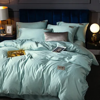 

High-End 60 Tencel Washing Silk Four-piece Set Summer Cool and Refreshing Bare Sleeping Double-Sided Silky Viscose Bedding Artic