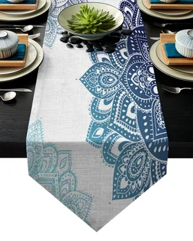 

Carved Mandala Flowers Bloom Abstract Table Runner Table Flag Home Party Decorative Tablecloth Table Runners for Wedding