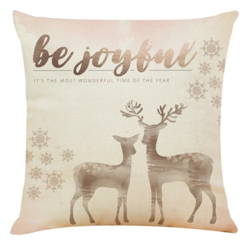 Cute Cartoon Linen Christmas Santa Claus Elk Throw Pillow Case Cover 45x45cm Merry Christmas Decorative Pillowcases