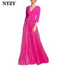 Плиссированные шифоновые платья цвета фуксии для матери невесты NYZY M268C, торжественное платье, свадебное платье, одежда для гостей, vestidos de fiesta