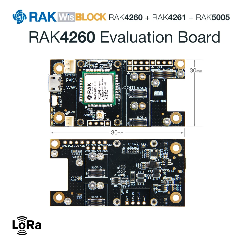 RAK4260 Evaluation Board | RAKwireless WisDuo EVB | RAK4260 LoRa Module + RAK4261 + RAK5005 | LoRaWAN High Bands 862 to 1020 MHz 4