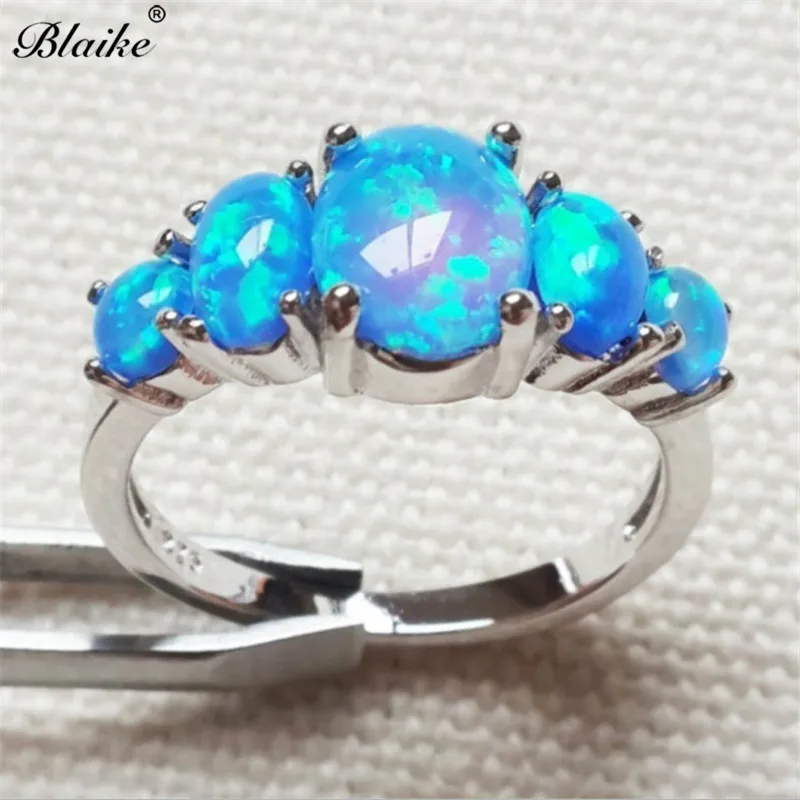 Blaike 925 пробы серебро кольца для Для женщин тонкое кольцо с лазуритом Свадебная вечеринка украшения обручальные кольца Юбилей подарки