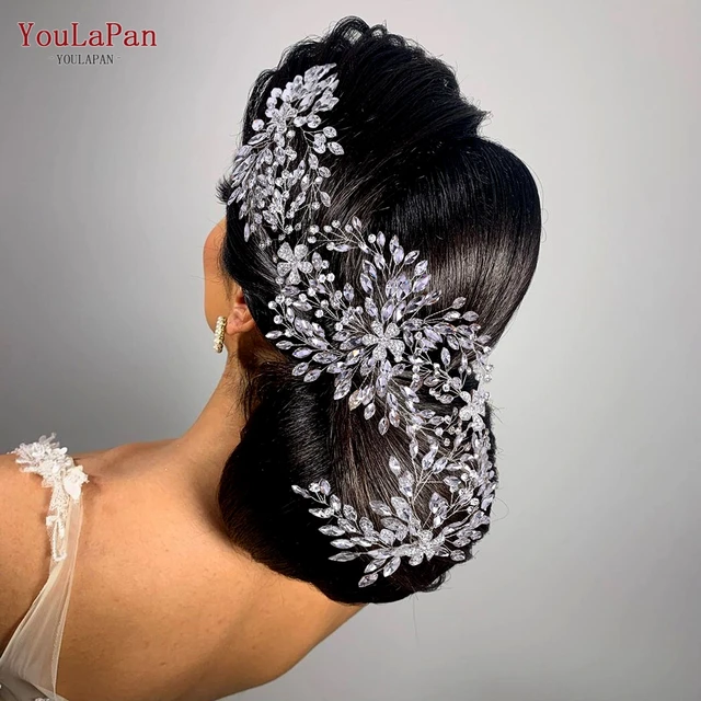 YouLaPan HP390 cattedrale diadema da sposa lussuoso strass fascia in lega fiore copricapo accessori per capelli da sposa fatti a mano 1