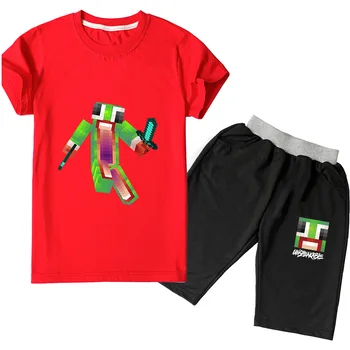 

Children's short sleeve set boys' summer UNSPEAKABLE cartoon printed boy's T-shirt and shorts 2PCS cotton Kids suit for3-16years