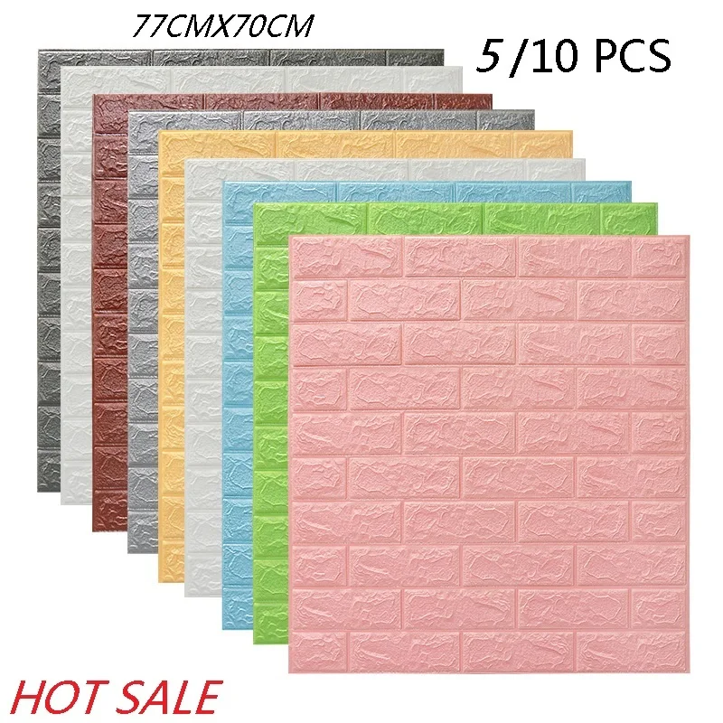 3D Three-dimensional Brick Pattern Wall Stickers Household Renovation Thickened Anti-collision Self-adhesive Paper