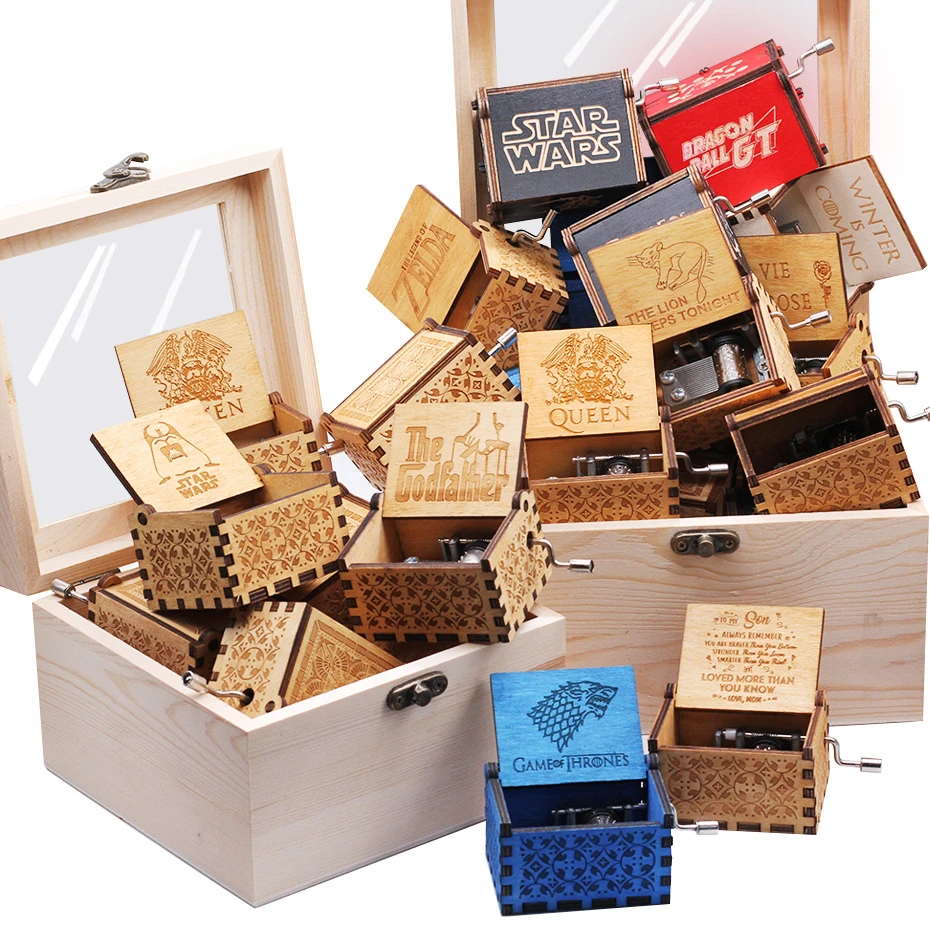 

Hand Crank Music Box Queen Fly Me To The Moon Dragon Ball Game Of Throne Star War RainBow Birthday Gift Christmas Gifts