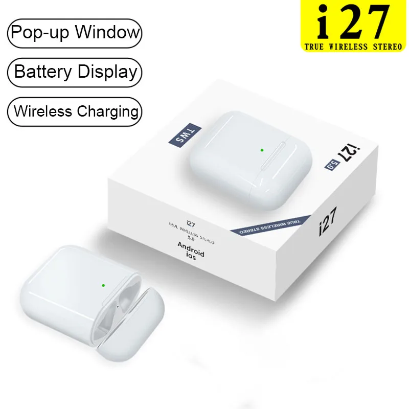

i27 tws Bluetooth Earphones Pop-up Wireless Headphones Smart Sensor Headset Wireless Charging Earbuds PK I12 I23 I200 I800 i10