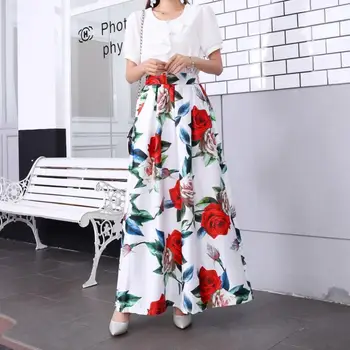 

Plus Size Maxi Skirts Summer 2020 Summer Fashion Vintage High Street A-line High Waist Polka Dot Long Skirt for Women Saia Longa