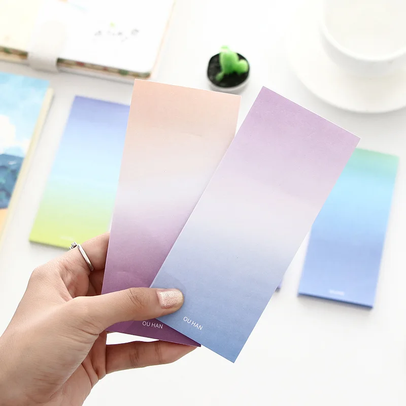 

Creative Stationery Color Gradient Memo Notebook Removable Self-stick Notes Sticky Notes Creative Stick Label Office Supplies Wh