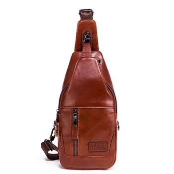 

High quality Leather Shoulder Bag Chest Bag For Men Messenger Travel Bags Men's Bags Vintage Yellow Handbag Mini Shoulder Bag