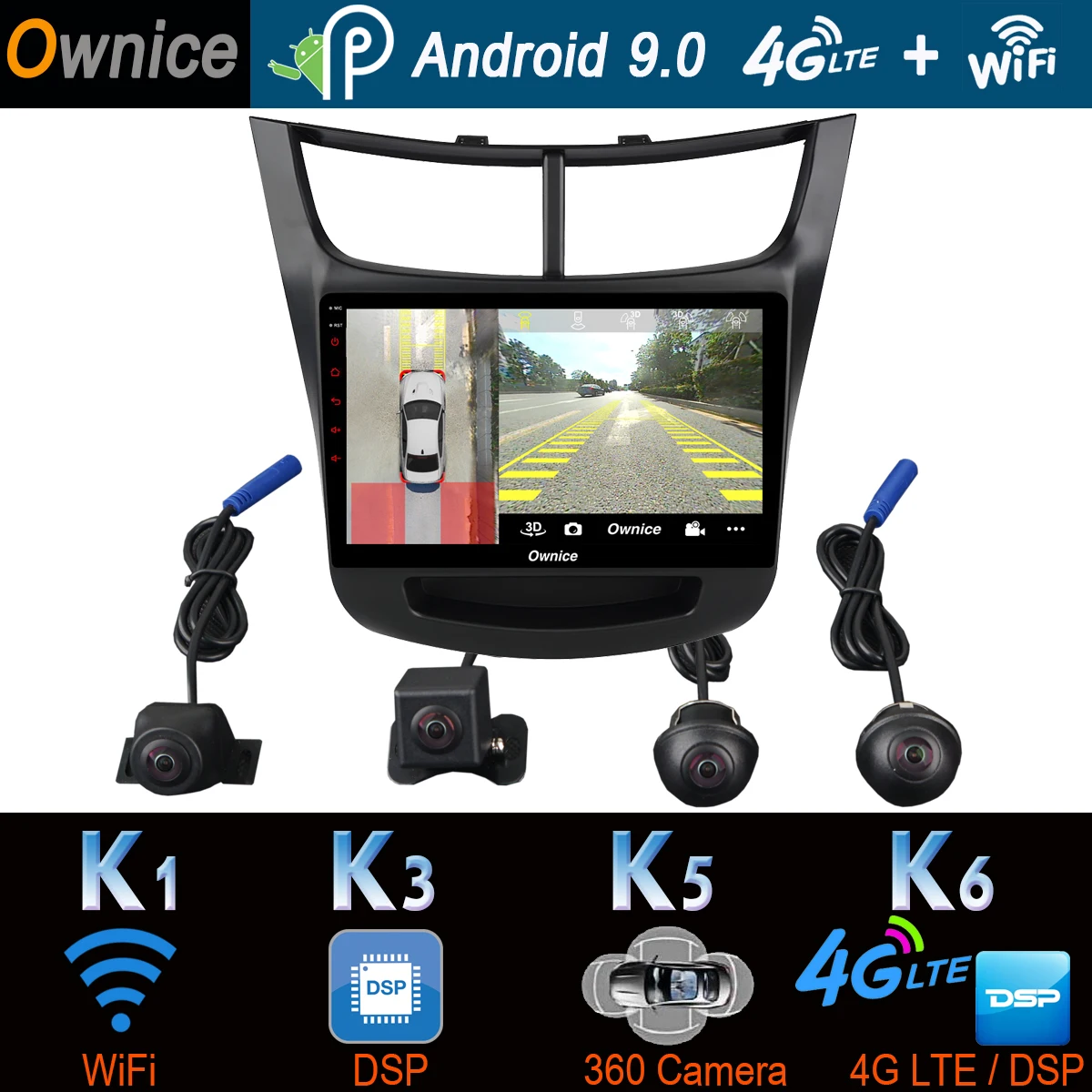 360 ° панорамный Android 9.0 4G + 64G автомобильный мультимедийный плеер для Chevrolet Sail 2015 9 0