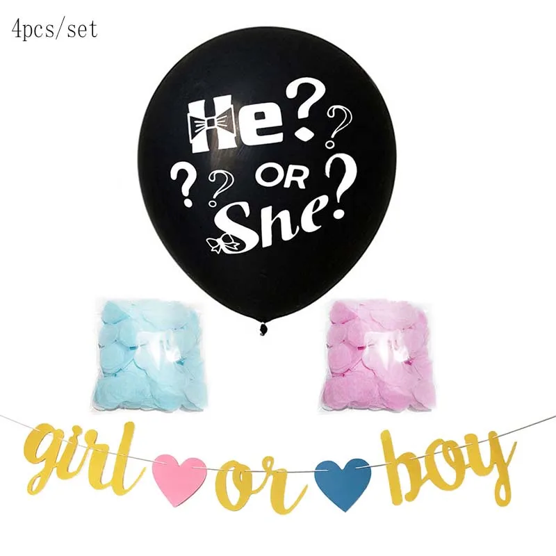 Gender Reveal 7 36 дюймов Большой черный мальчик или девочка шары из латекса пол раскрыть шар пол раскрыть вечерние украшения Baloon конфетти поставки S6XN - Цвет: Gender Reveal 7