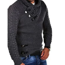 Мужской свитер, брендовые Популярные пуловеры с кнопками, джемпер, декоративный однотонный тонкий свитер с длинным рукавом, мужские вязаные топы