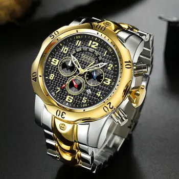 

TEMEITE Big Watch Men Stainless Steel Strap 3 Dial 6 Hands Fashion Oversize Mens Watches Top Brand Luxury Military Male Clock