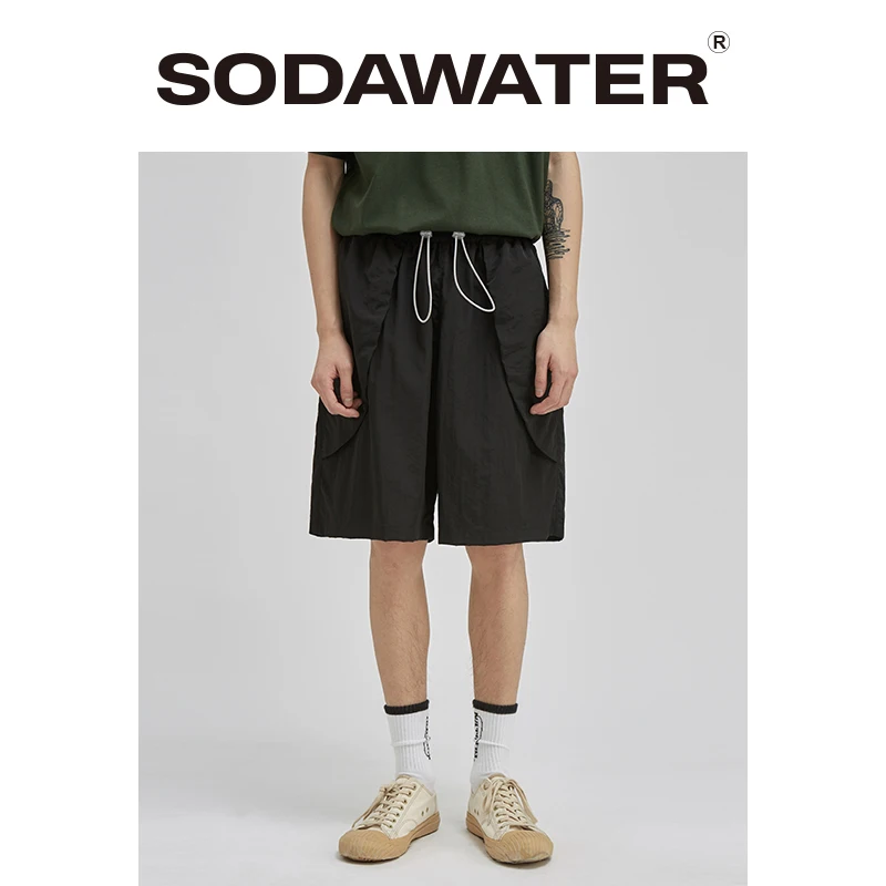 Мужские тренировочные шорты SODAWATER черные повседневные свободные с эластичным