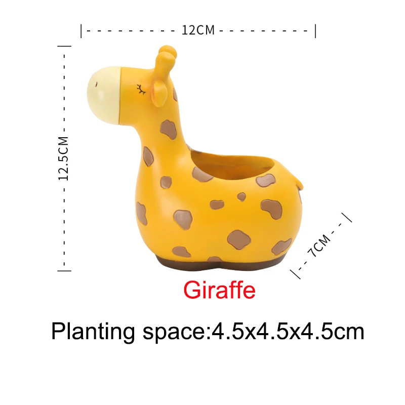 Мультяшные животные суккулент горшок для растений Смола ручной работы жираф зебра полярный медведь панда в форме бегемота настольное украшение цветочный горшок - Цвет: giraffe