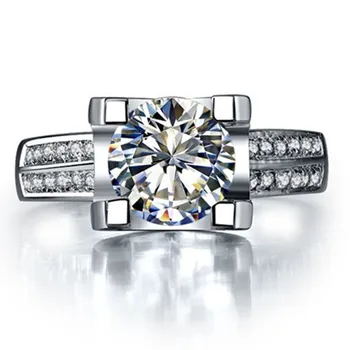 

Test Real Sterling Silver Brand Oxhead Ring 2CT Carbon Jewelry Moissanite Ring Female S925 Engagement 750 White Gold Cover