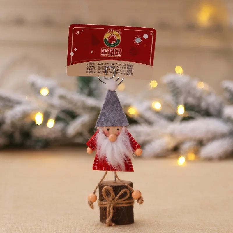 Рождественский гном деревянный держатель карточки с именем гостя стенд с Вихревой проволочной застежкой для отображения памятки настольные карточки с номерами Рождественский Декор