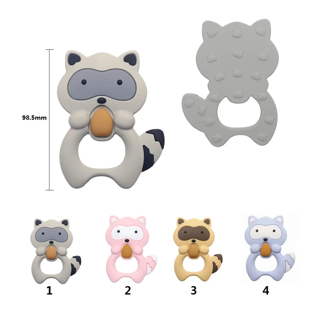 BOBO.BOX 1pc Baby Teething Toys Cartoon Animal Koala Owl Fox Raccoon Food Grade Silicone Teether For Baby Chew Toy Silicone Bead 2
