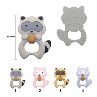 BOBO.BOX 1pc Baby Teething Toys Cartoon Animal Koala Owl Fox Raccoon Food Grade Silicone Teether For Baby Chew Toy Silicone Bead 2