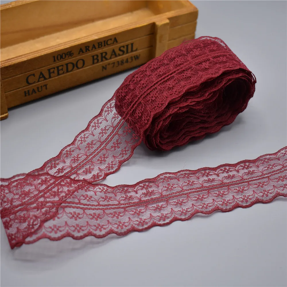 Lace Ribbon 10Yards 4.5cm DIY Apparel Sewing Fabric White Black Blue Pink Purple Red Trimming Gift Packaging