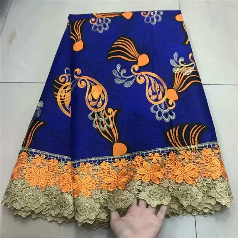 ankara 100% Cotton African Wax Fabric Real Soft Wax Embroidery Lace Fabric Ankara Fabric With Cotton Wax Lace