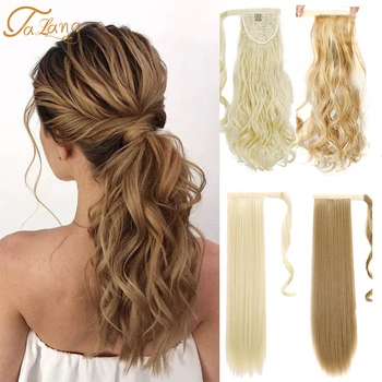 

TALANClip In Ponytail Extension Wrap Around for Women Wavy Curly Hair Fluffy Pony Tail 24 Inch,Synthetic Clip In HairExtension