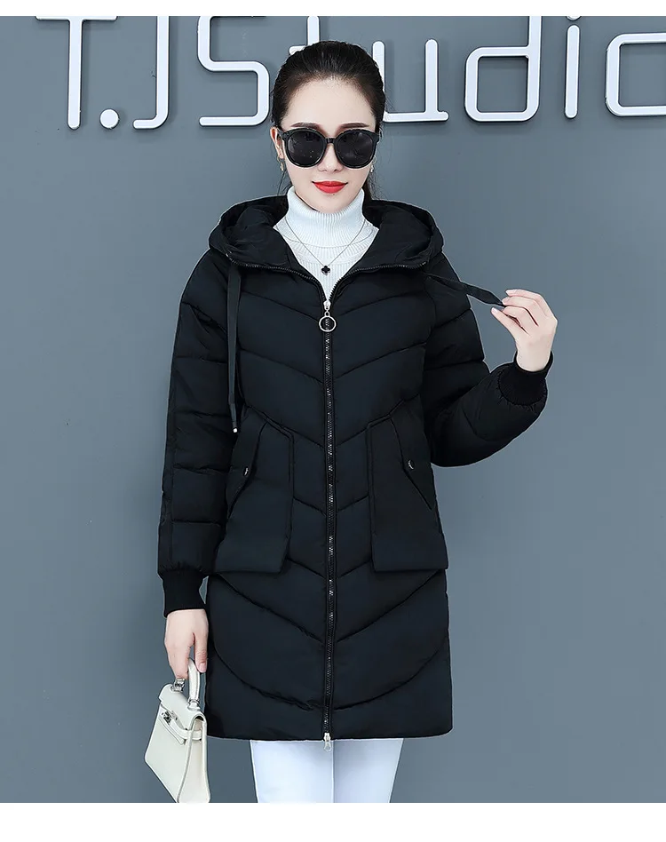Модная новая парка с капюшоном женская зимняя куртка тонкая хлопковая стеганая теплая Толстая куртка повседневная Студенческая Куртка Длинные парки для женщин