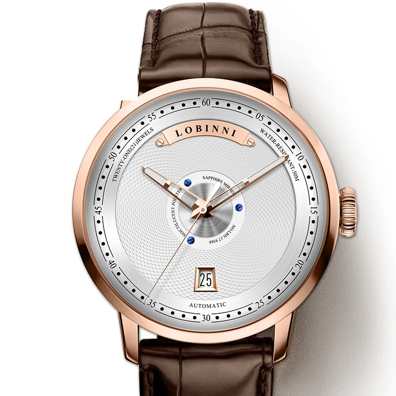 buy Switzerland LOBINNI Automatic Men Watch Luxury Brand Auto Mechanical Men #039;s Watches Sapphire 50m Waterproof Leather New Relogio