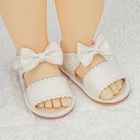KIDSUN 2021 Summer New Arrival Baby Sandals Infant Girl Princess Cute Bow-knot Leather Rubber Sole Flat Toddler First Walkers 1