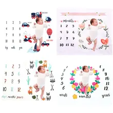 Cartoon Pattern Infant Baby Milestone Photo Props Background Blankets Backdrop Cloth Calendar Bebe Boy Girl Photo Accessories