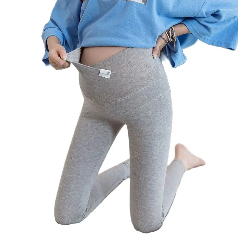 Women Pregnant Across Waist Leggings For Maternity Nuring Abdominal Elastic Clothes Black Gray Pregnancy Belly Pencil Pants