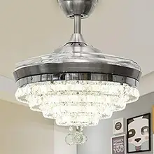 Современный 42 дюймов хрустальный Невидимый вентилятор люстра с дистанционным управлением выдвижным лезвием регулируемый 3 цвета и 3 скорости Вентилятор освещения