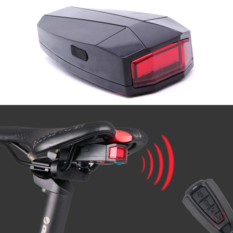 4 In 1 Anti-theft Bicycle Security Alarm Wireless Remote Control Alerter Taillights Lock Warner Waterproof Bike Lamp Accessorie