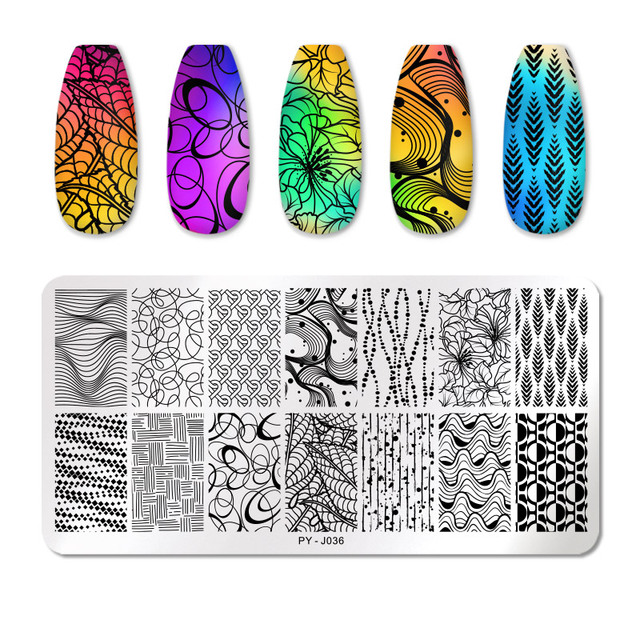 YOU Geometry Nail Stamping Plates Lines Animal Fruits Theme Template Plate Mold Nail Art Stencil Tools