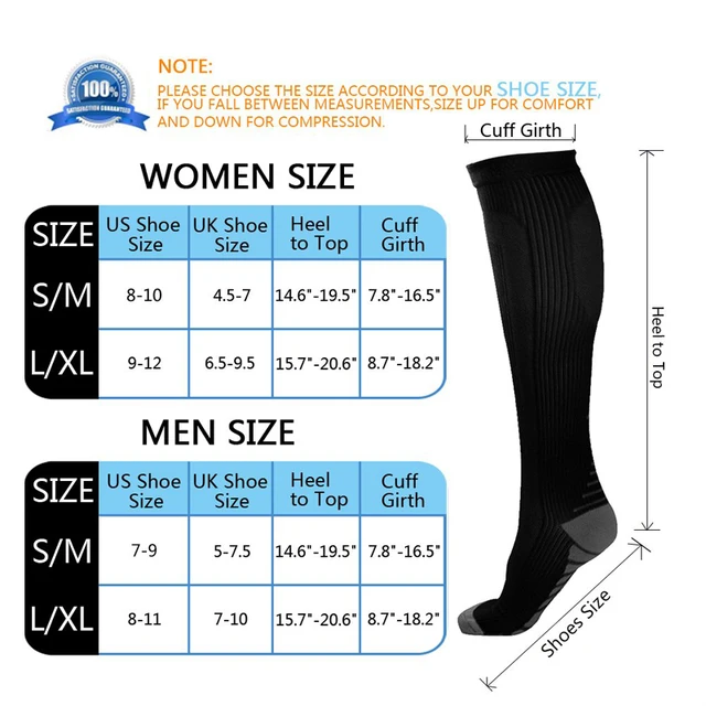 Unisex Compression Stockings(1/2/3/5/6/7 Pairs) Soccer Cycling Socks Fit For Edema Diabetes Varicose Veins Outdoor Running Socks 6