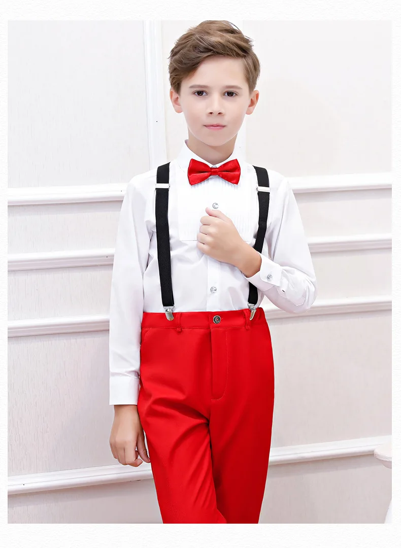 3pc Boy Suit Set White Necktie Baby Toddler Kid Formal Shirt Pants S-7 Wedding 