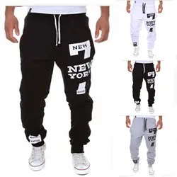 2015 Новый стиль Нью-Йоркский дизайн с буквенным принтом в Корейском стиле облегающие модные спортивные брюки K031413