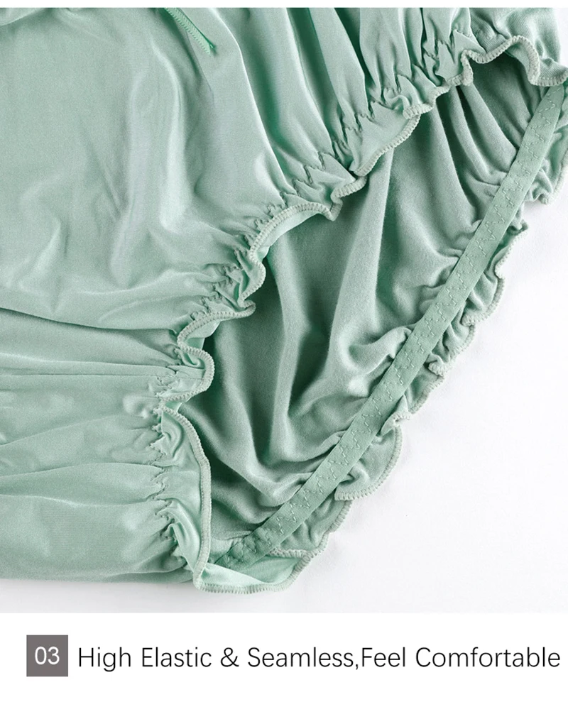 Women's Plus Size Mid Waist Bamboo Fibre Ruffles Rim Panties