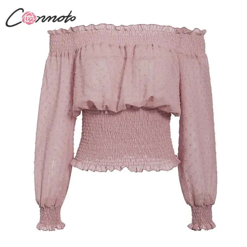Conmoto Sexy Off Shoulder Ruffles Blouse Women Blouse Shirts Female Chiffon Pink Blouses Shirt Twist Club Plus Size Blusas Mujer Conmoto Sexy Off Shoulder Ruffles Blouse Women Blouse Shirts Female Chiffon Pink Blouses Shirt Twist Club Plus Size Blusas Mujer